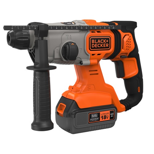 Black and Decker - 18V Cordless 40Ah SDSPlus Hammer Drill with Kit Box - BCD900M1K