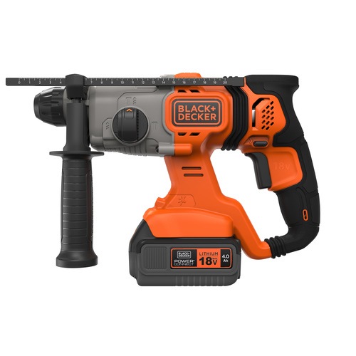 Black and Decker - 18V Cordless 40Ah SDSPlus Hammer Drill with Kit Box - BCD900M1K