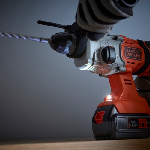 Black and Decker - 18V Cordless 40Ah SDSPlus Hammer Drill with Kit Box - BCD900M1K