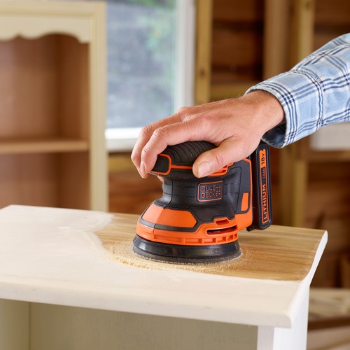 Black and Decker - 18V 15Ah Lithiumion Cordless Random Orbital Sander with 15Ah Battery 1 hour charger Dust bag 1 Mesh sanding sheet in a Soft bag - BDCROS18