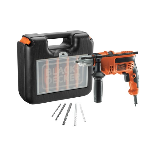 Black and Decker - Masina de gaurit cu percutie de 710W cu 5 accesorii si cutie - CD714CRESKA