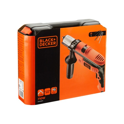 Black and Decker - Masina de gaurit cu percutie de 710W cu 5 accesorii si cutie - CD714CRESKA