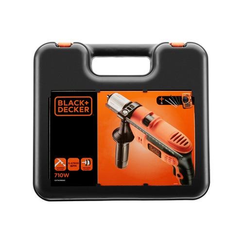 Black and Decker - Masina de gaurit cu percutie de 710W cu 6 accesorii si cutie - CD714CRESKD