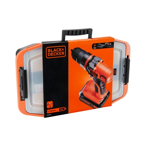 Black and Decker - ro 18V Lithium Ion Drill Driver with additional battery 160 accessories and robust storage box - EGBL18BAST