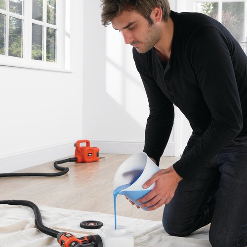 Black and Decker - Pistol de vopsit de 450W  cu compressor pe pardoseala - HVLP400