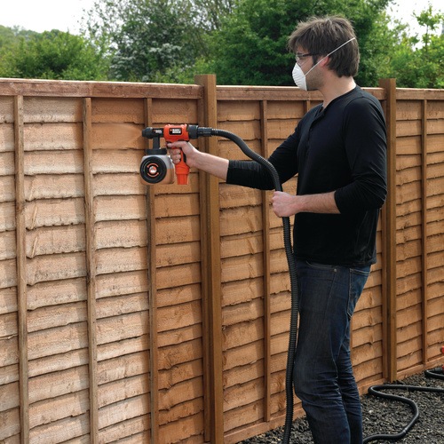 Black and Decker - Pistol de vopsit de 450W  cu compressor pe pardoseala - HVLP400