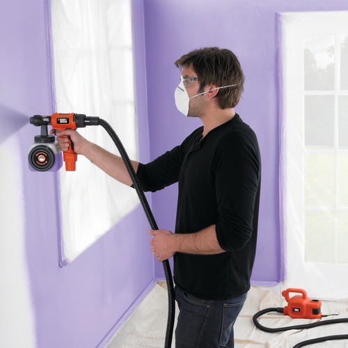 Black and Decker - Pistol de vopsit de 450W  cu compressor pe pardoseala - HVLP400