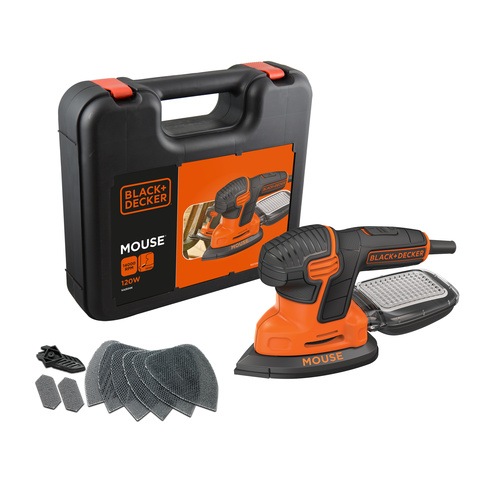 Black and Decker - Slefuitor Mouse de ultima generatie de 120W cu valiza depozitare si 9 accesorii - KA2500K