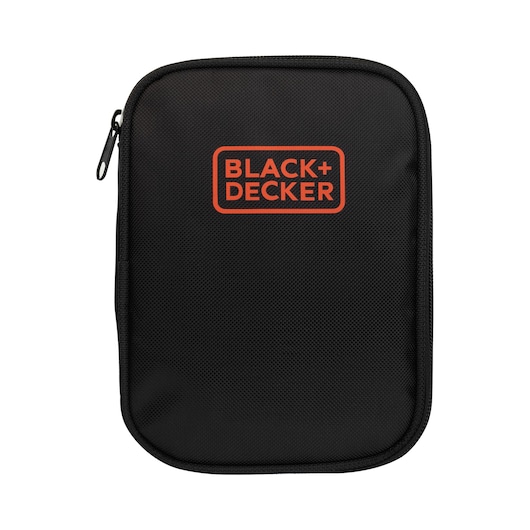 BLACK+DECKER A7104 black zippered carrying case, rectangular with red logo, front angle.