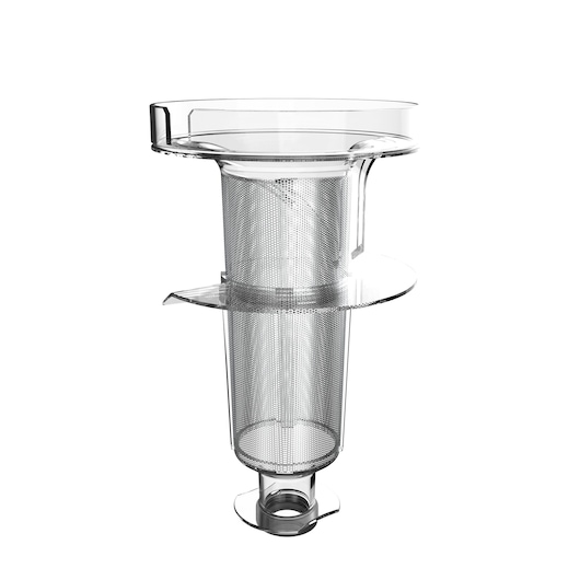 BLACK+DECKER BHFEV182B vacuum cleaner metal mesh filter, side angle on white background.